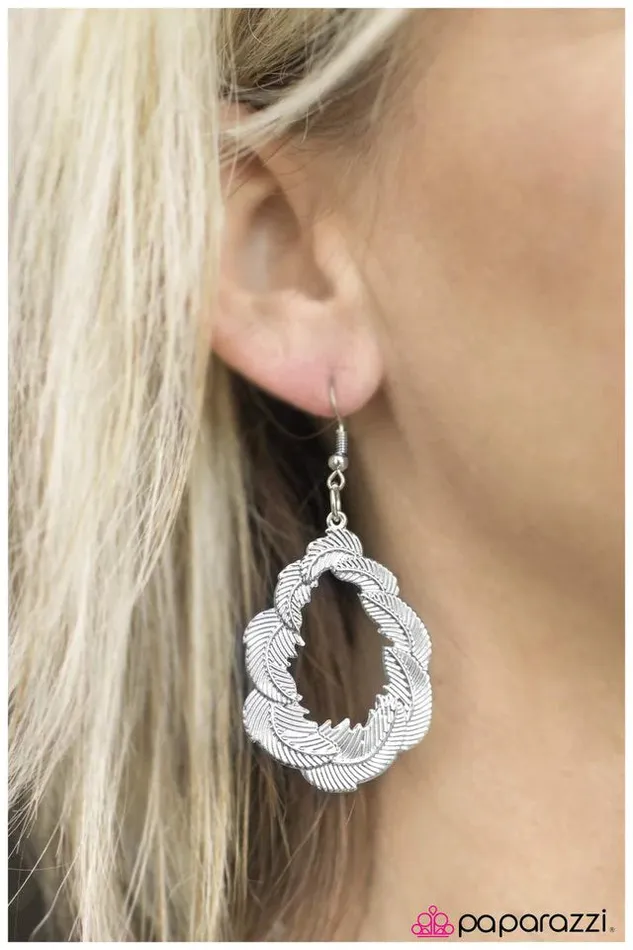 Paparazzi Jewelry Earrings Paparazzi Earring The FEATHER Forecast Silver