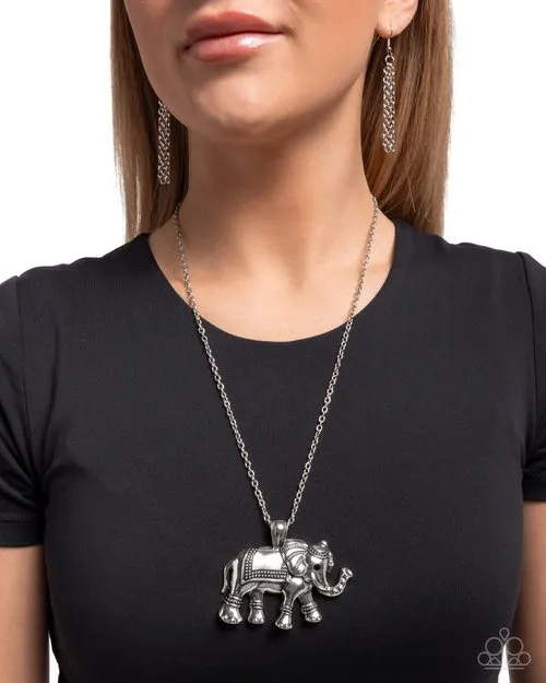 Paparazzi Jewelry Necklaces Paparazzi Necklace Elaborate Elephant Silver