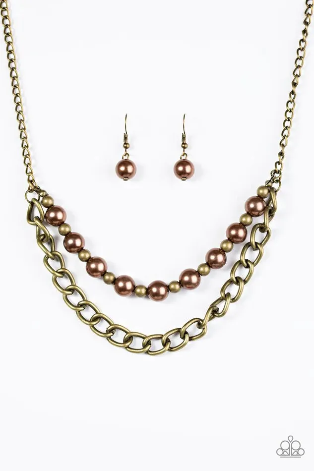 Paparazzi Jewelry Necklaces Paparazzi Necklace Glam and Grind Brown