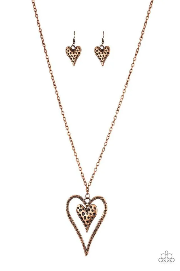 Paparazzi Jewelry Necklaces Paparazzi Necklace Hardened Hearts Copper