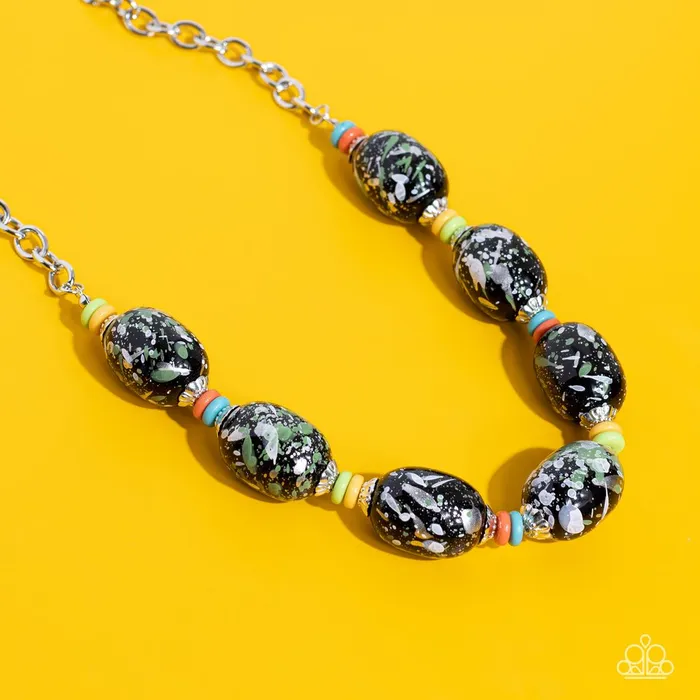 Paparazzi Jewelry Necklaces Paparazzi Necklace No Laughing SPLATTER Green Paparazzi Jewelry Necklaces Paparazzi Necklace No Laughing SPLATTER Green