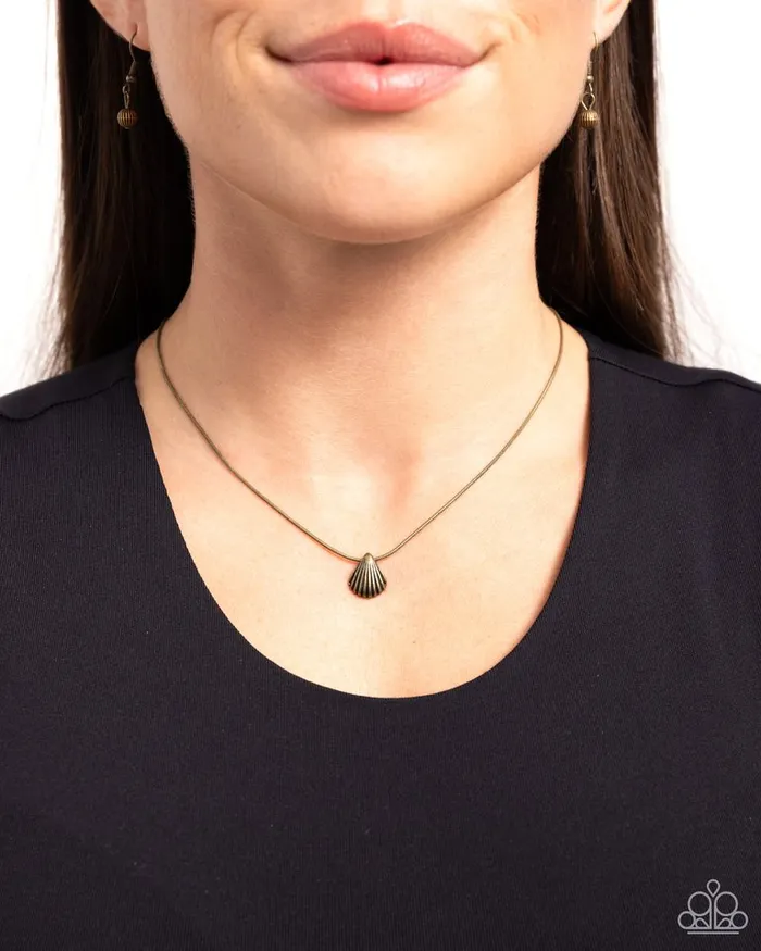 Paparazzi Jewelry Necklaces Paparazzi Necklace Seashell Simplicity Brass