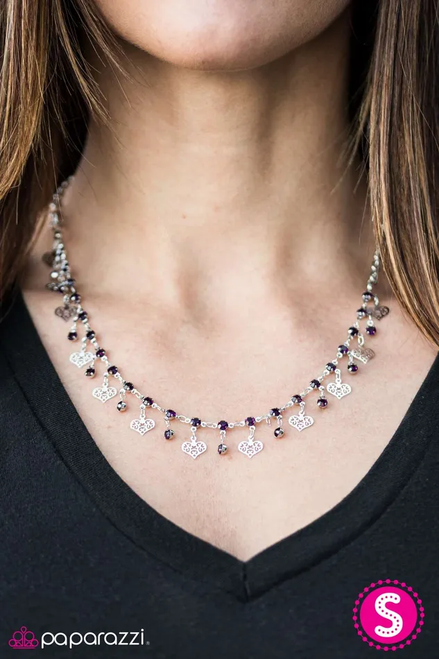 Paparazzi Jewelry Necklaces Paparazzi Necklace With Open Hearts Purple