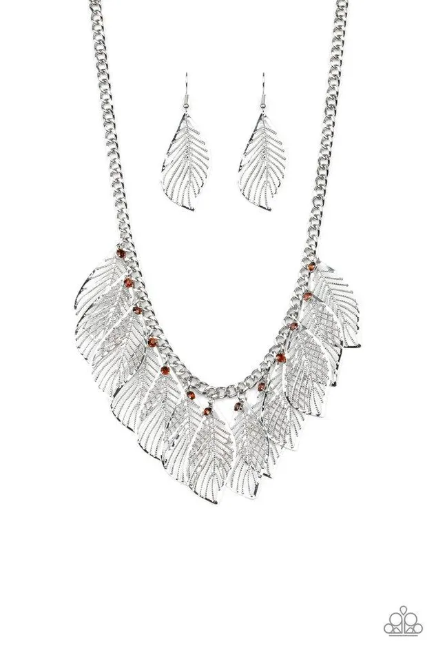 Paparazzi Jewelry Paparazzi Necklace Feathery Foliage Brown Necklaces