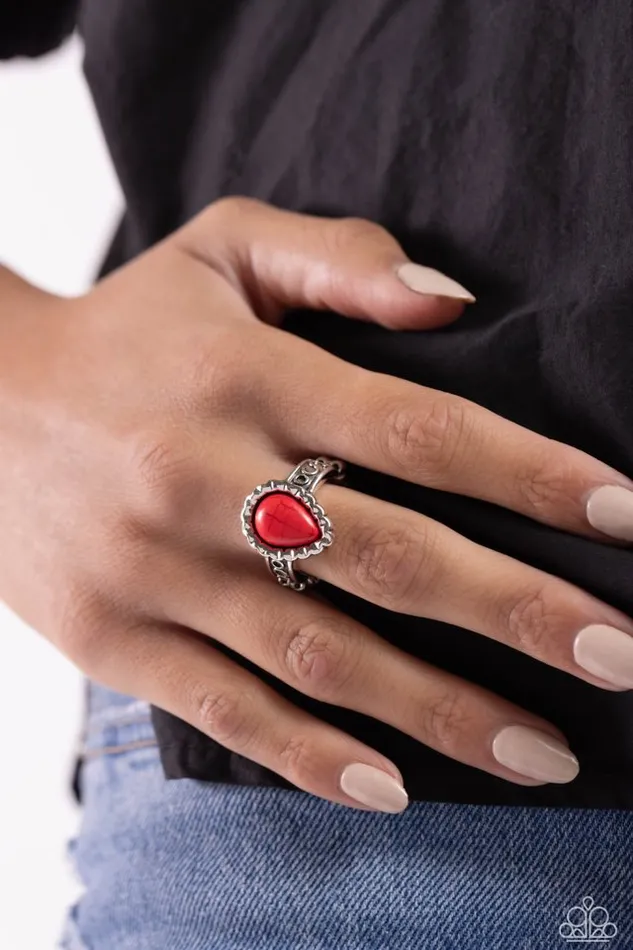 Paparazzi Jewelry Rings Paparazzi Ring Scalloped Showcase Red