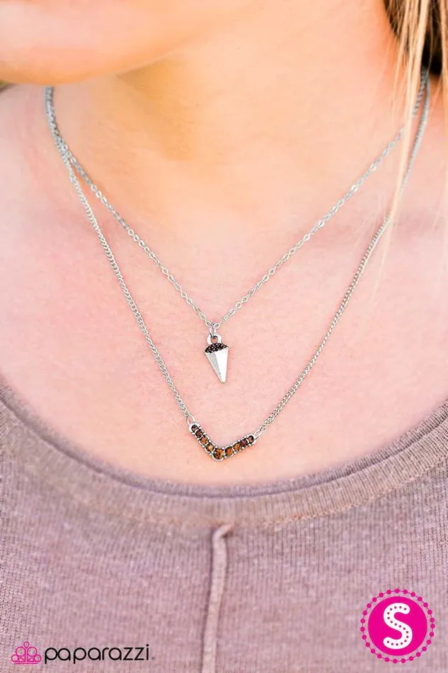 Paparazzi Necklace Fear My GLITTER Brown Paparazzi Jewelry Necklaces