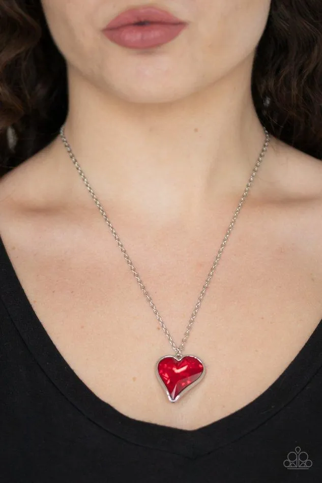 Paparazzi Necklace Heart Flutter Red Paparazzi Jewelry Necklaces