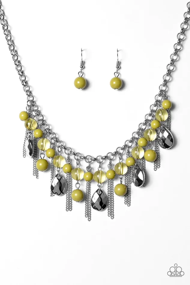 Paparazzi Necklace Here Comes The Storm Green Paparazzi Jewelry Necklaces