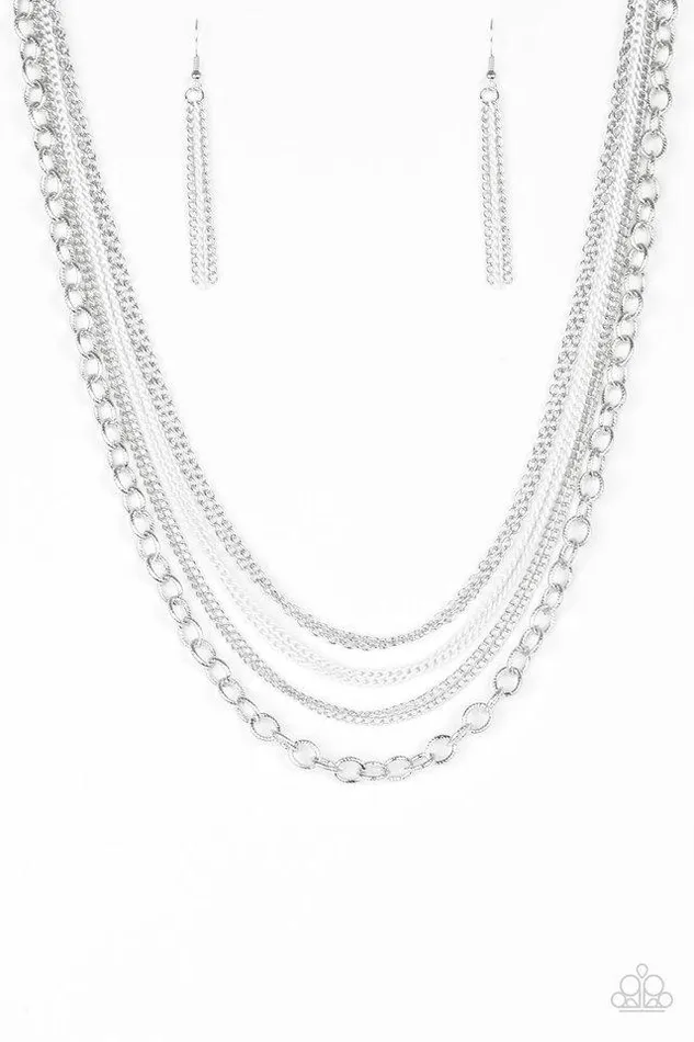 Paparazzi Necklace Intensely Industrial White Paparazzi Jewelry Necklaces