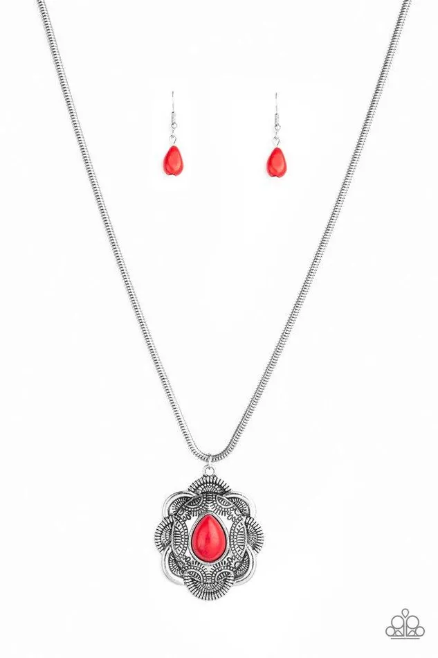 Paparazzi Necklace Mojave Meadow Red Paparazzi Jewelry Necklaces