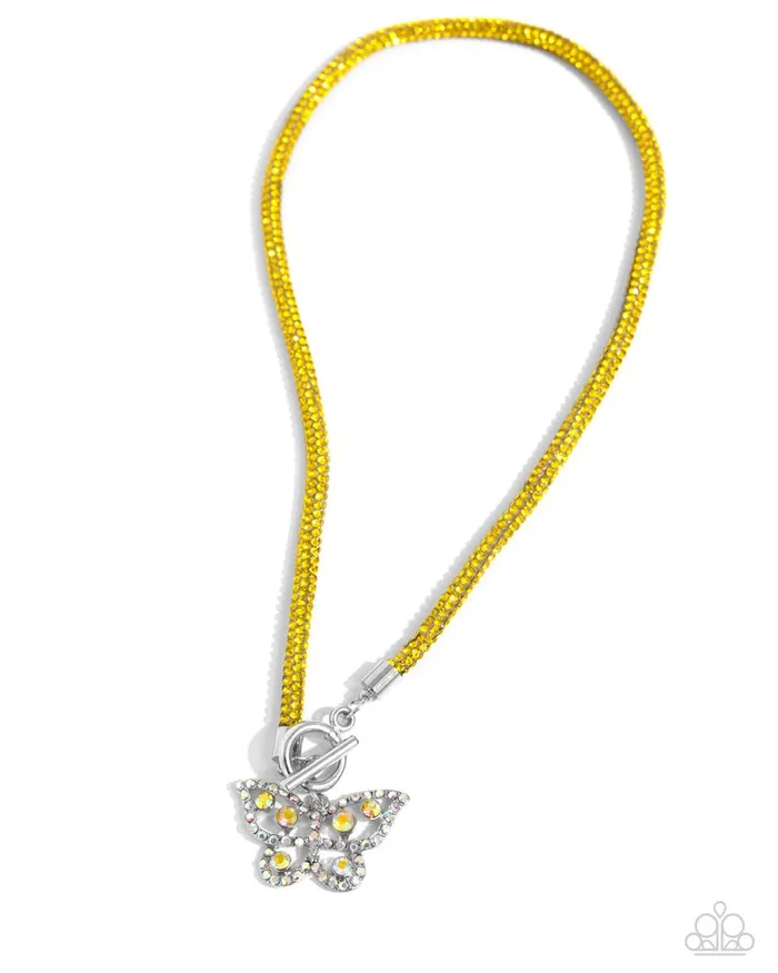 Paparazzi Necklace On SHIMMERING Wings Yellow Paparazzi Jewelry Necklaces Paparazzi Necklace On SHIMMERING Wings Yellow Paparazzi Jewelry Necklaces