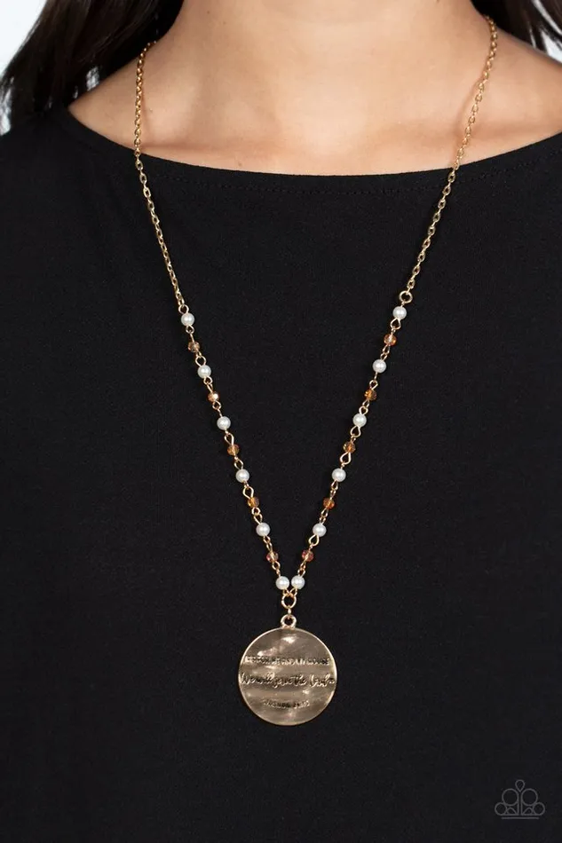 Paparazzi Necklace Serving the Lord Gold Paparazzi Jewelry Necklaces