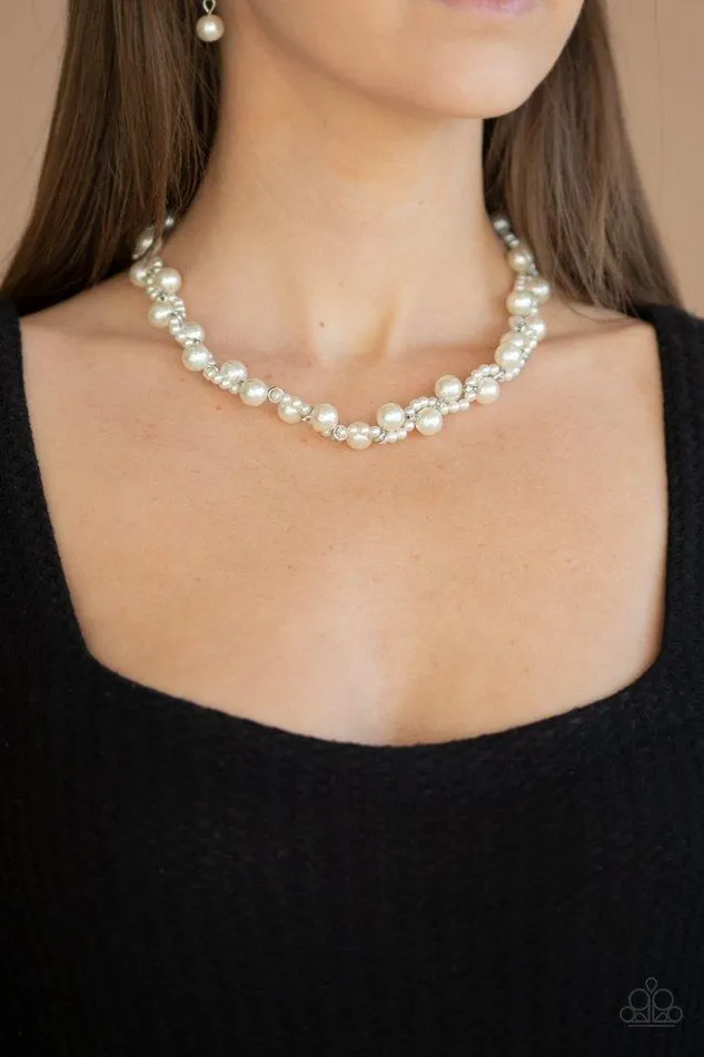 Paparazzi Necklace Uptown Opulence White Paparazzi Jewelry Necklaces