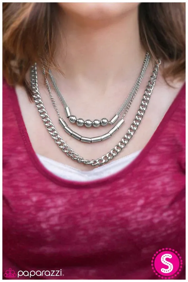 Paparazzi Necklace Young and Reckless Silver Paparazzi Jewelry Necklaces