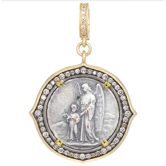 PreStyled Sets Cynthia Ann Cynthia Ann 14K Yellow Gold Antique Guardian Angel Diamond Medal Pendant PreStyled Sets Cynthia Ann Cynthia Ann 14K Yellow Gold Antique Guardian Angel Diamond Medal Pendant