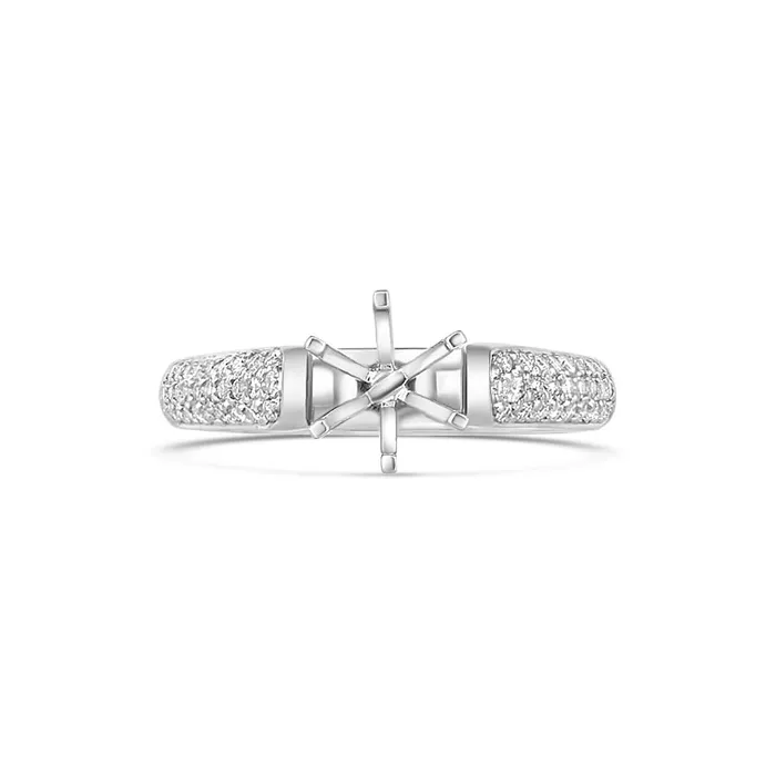 PreStyled Sets Engagement Collections 18K White Gold Semi Mount Pave