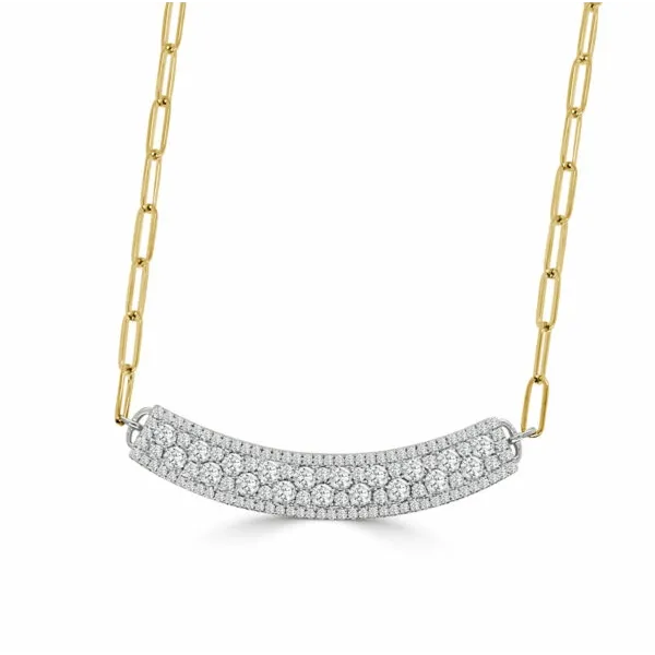 PreStyled Sets Frederic Sage Frederic Sage 14K White Gold Curved Diamond Bar Pendant on 14K Yellow Gold Paperclip Chain PreStyled Sets Frederic Sage Frederic Sage 14K White Gold Curved Diamond Bar Pendant on 14K Yellow Gold Paperclip Chain