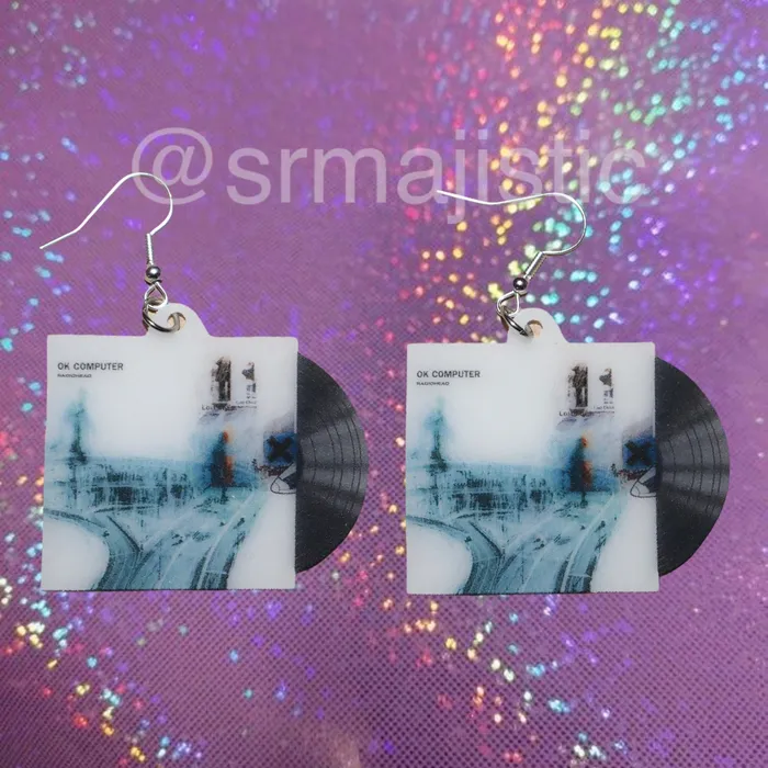 Radiohead OK Computer Vinyl Album Handmade Earrings Sam Makes Things Earrings Radiohead OK Computer Vinyl Album Handmade Earrings Sam Makes Things Earrings