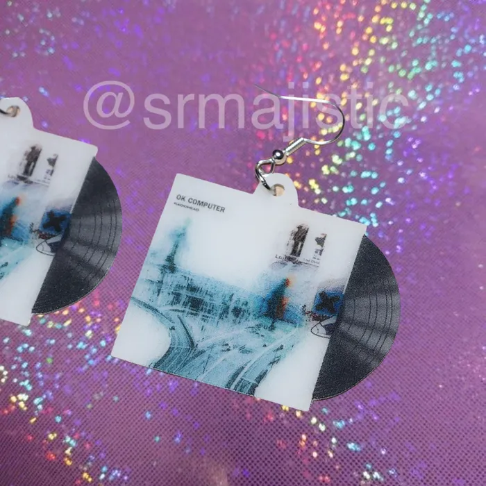 Radiohead OK Computer Vinyl Album Handmade Earrings Sam Makes Things Earrings