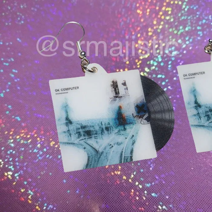 Radiohead OK Computer Vinyl Album Handmade Earrings Sam Makes Things Earrings