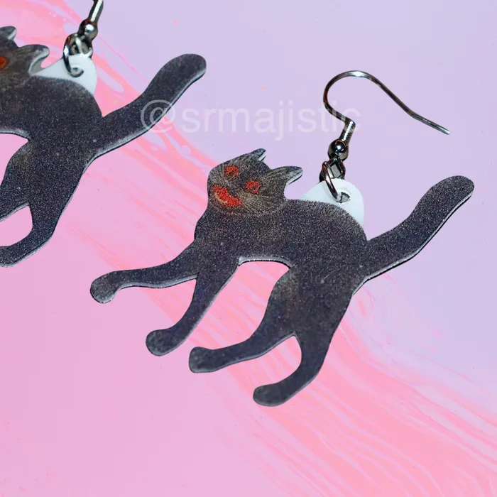 READY TO SHIP Vintage Spooky Scaredy Cat 2D Handmade Earrings Sam Makes Things Earrings READY TO SHIP Vintage Spooky Scaredy Cat 2D Handmade Earrings Sam Makes Things Earrings