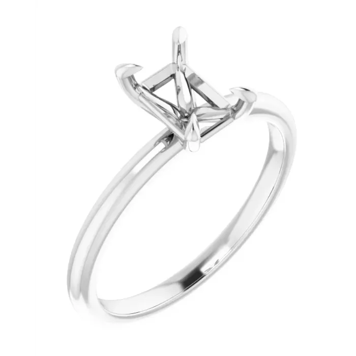 Rings 14K White Gold Solitaire Ring for Emerald Engagement Collections