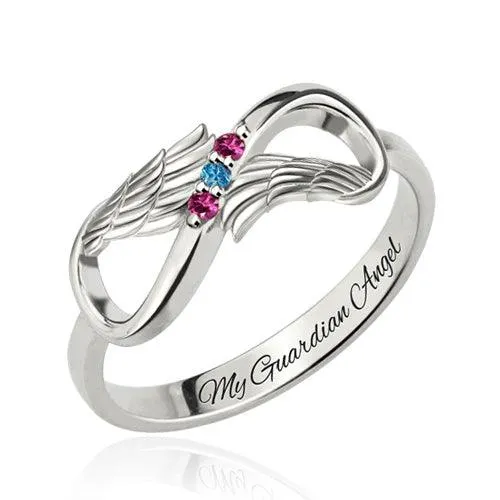 Rings Belbren Customized Angel Wing Infinity Birthstone Ring Eternal Guardian Jewelry for Women Mothers Perfect Family Gift Rings Belbren Customized Angel Wing Infinity Birthstone Ring Eternal Guardian Jewelry for Women Mothers Perfect Family Gift