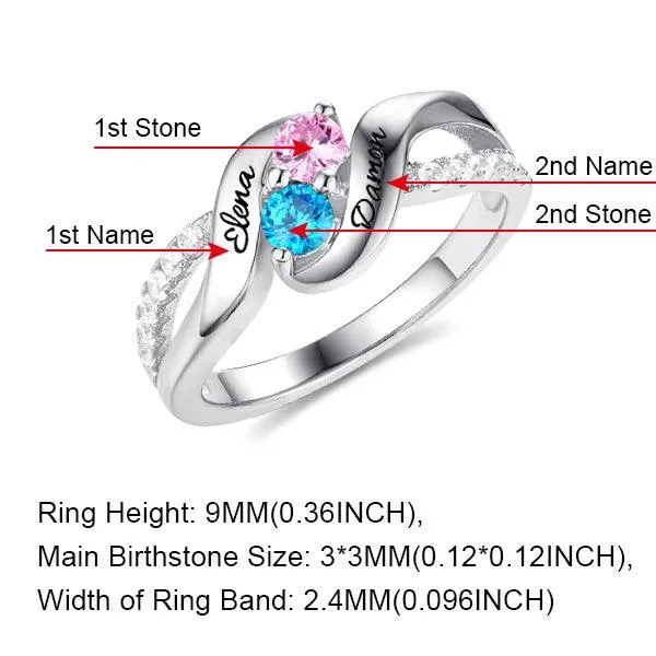 Rings Belbren Personalized Sterling Silver Couples Ring with Birthstones Custom Engraved Names and Hidden Message Romantic Gift for Lovers