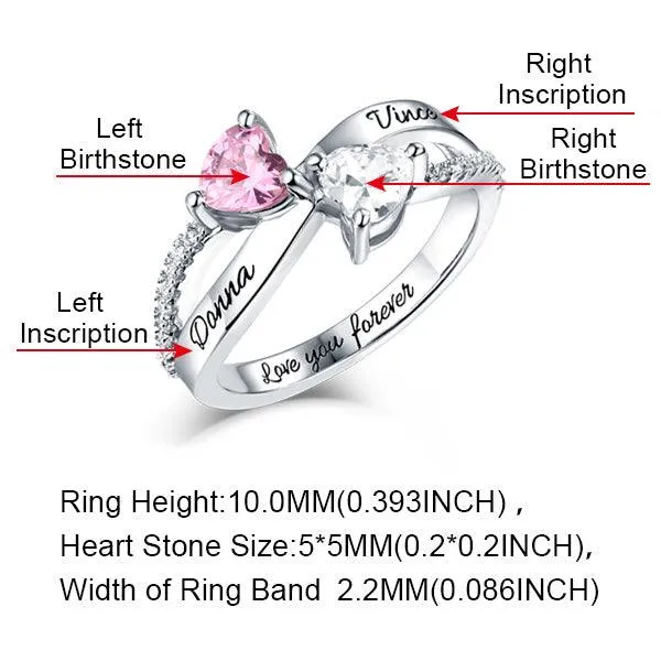 Rings Belbren Personalized Sterling Silver Couples Ring with Birthstones Custom Engraved Names and Hidden Message Romantic Gift for Lovers