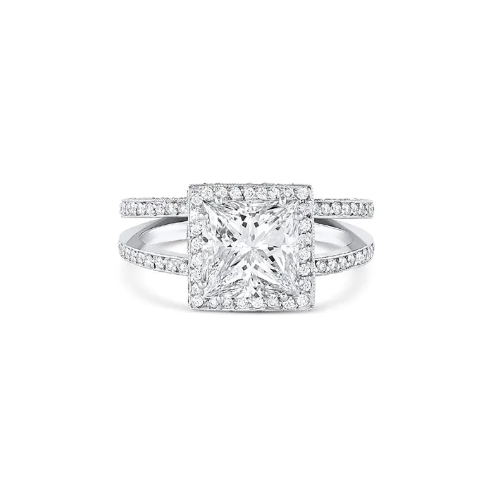 Rings CJ Charles Jewelers Rivire Platinum 219ct Princess Cut Diamond Split Shank Ring GIA Certified
