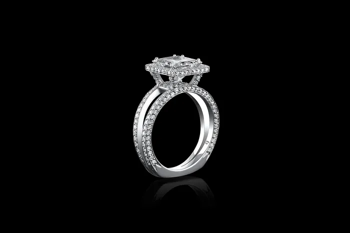 Rings CJ Charles Jewelers Rivire Platinum 219ct Princess Cut Diamond Split Shank Ring GIA Certified