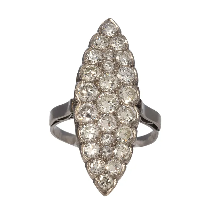 Rings Croghans Art Deco 375ctw Diamond Navette Cluster Platinum Ring