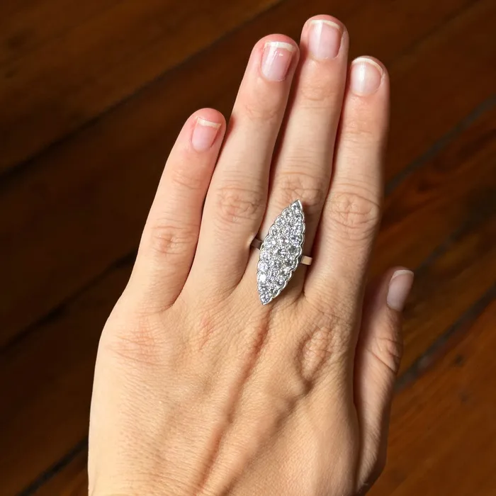 Rings Croghans Art Deco 375ctw Diamond Navette Cluster Platinum Ring
