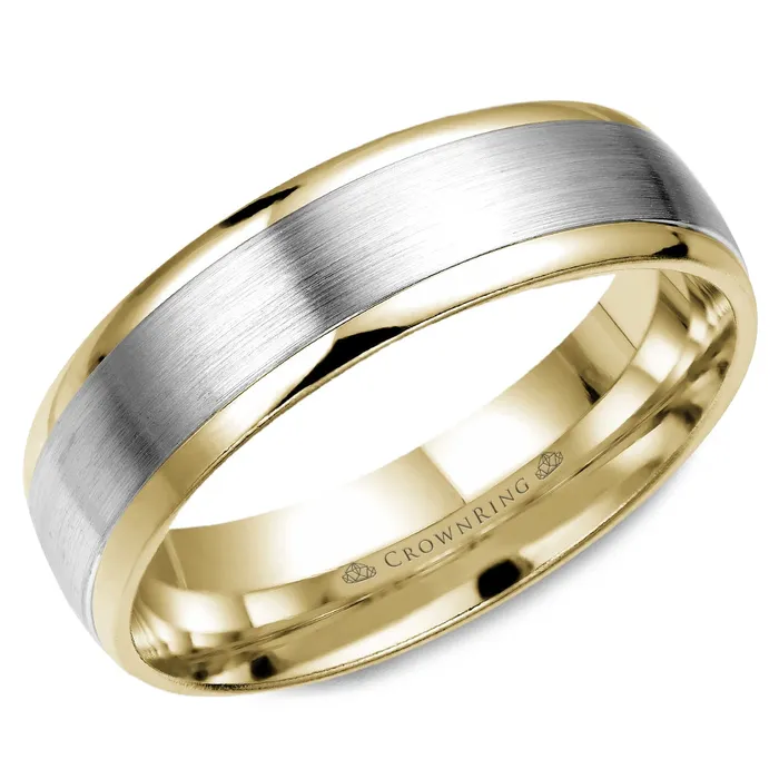 Rings CrownRing 18K Yellow Gold and Platinum Mens Band