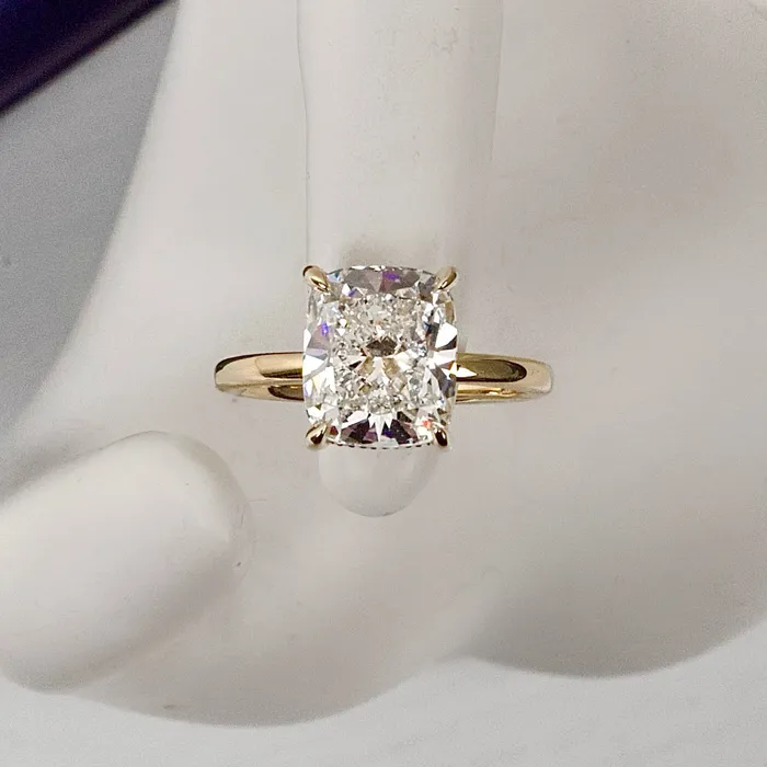 Rings Diamond Source NYC Diamond Engagement Ring Set in 14K Yellow Gold 350ct tw Cushion Cut Round Brilliant Lab Grown Diamonds