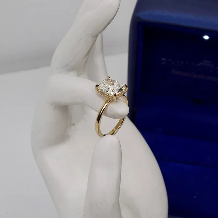 Rings Diamond Source NYC Diamond Engagement Ring Set in 14K Yellow Gold 350ct tw Cushion Cut Round Brilliant Lab Grown Diamonds