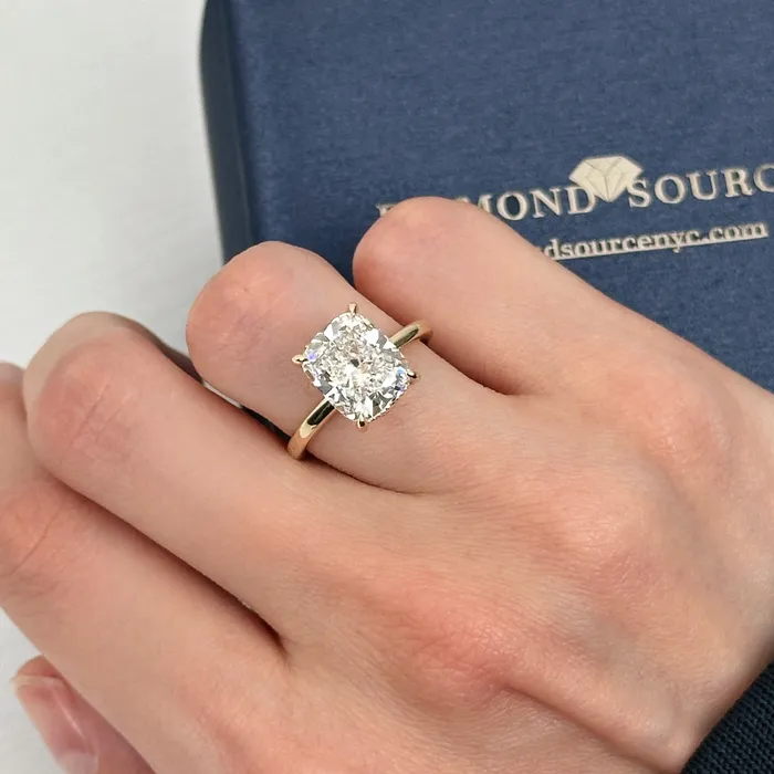 Rings Diamond Source NYC Diamond Engagement Ring Set in 14K Yellow Gold 350ct tw Cushion Cut Round Brilliant Lab Grown Diamonds