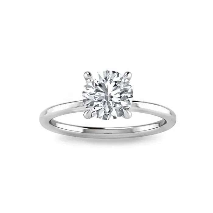 Rings Engagement Collections 14K White Gold Solitaire Ring for Round Cut Diamond Rings Engagement Collections 14K White Gold Solitaire Ring for Round Cut Diamond