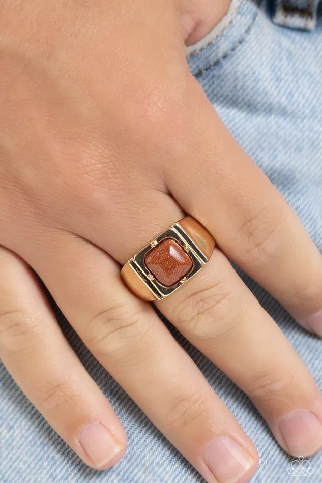 Rings Paparazzi Jewelry Paparazzi Ring Glittery Gamut Gold