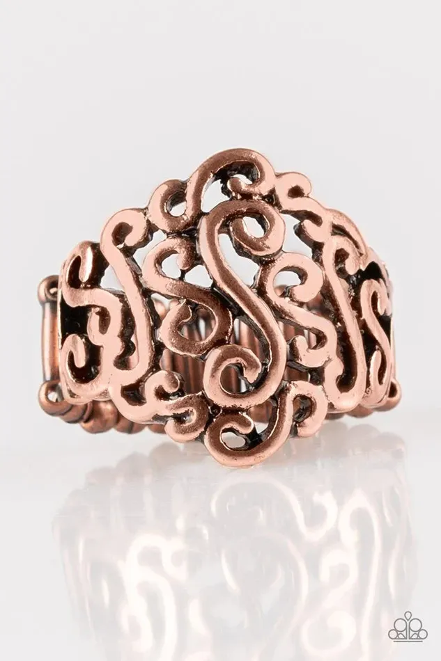 Rings Paparazzi Ring Dizzy Demure Copper Paparazzi Jewelry