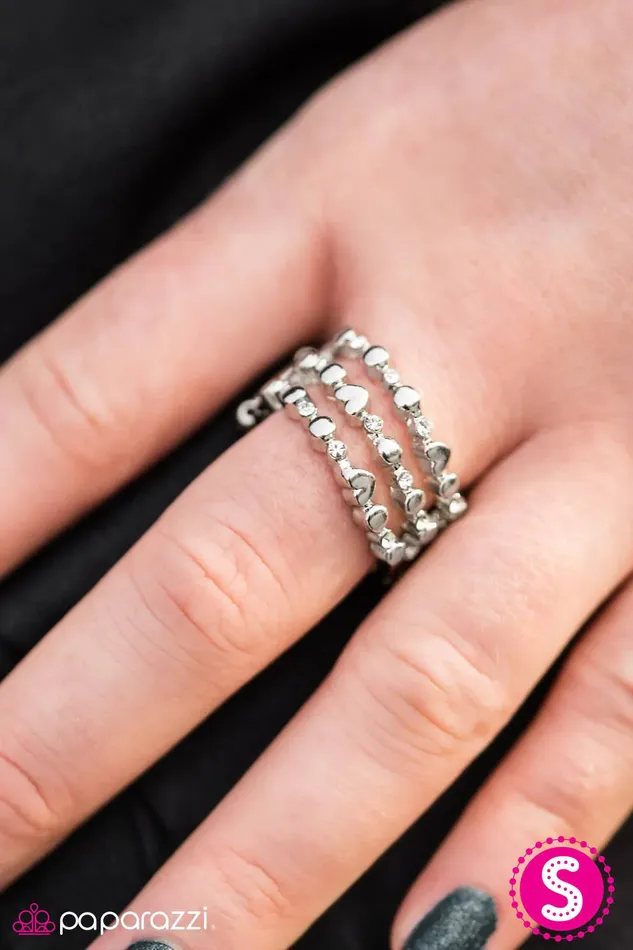 Rings Paparazzi Ring Happy Hearts White Paparazzi Jewelry