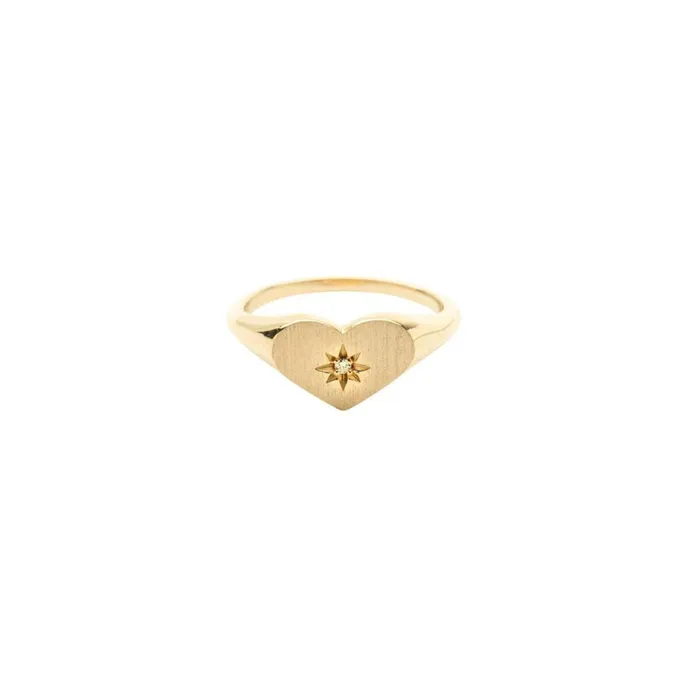Rings RG 14k Diamond Heart Signet Ring