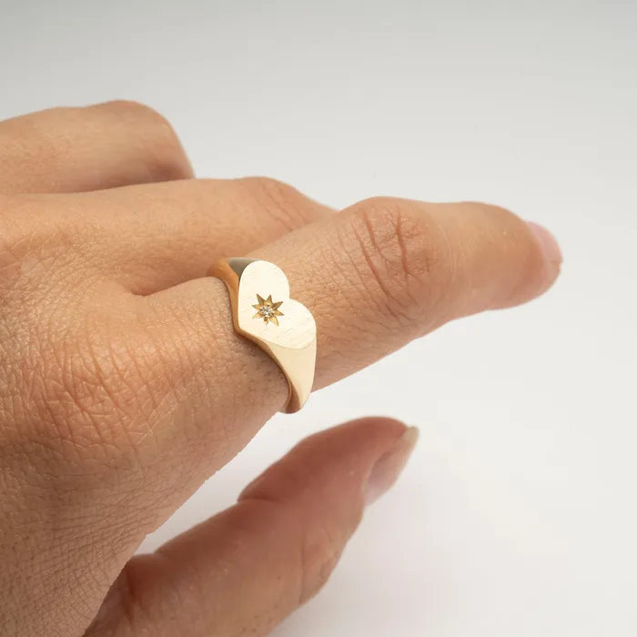 Rings RG 14k Diamond Heart Signet Ring