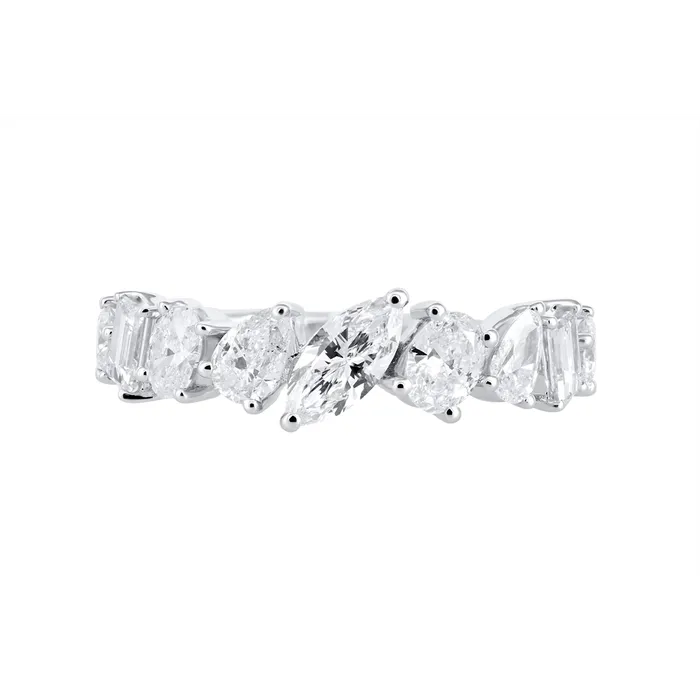 Rings Wedding Bands 14K White Gold MultiShaped Diamond Band