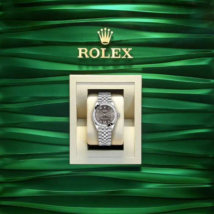 Rolex Bracelets Rolex Datejust 31mm Ref 278344rbr0030 Dark Grey Roman Diamond Dial Diamond Bezel Stainless Steel Jubilee Bracelet Womens Watch