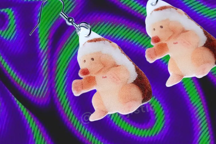 Sam Makes Things Earrings Happy Hedgehog with Hands Plush 2D Handmade Earrings Sam Makes Things Earrings Happy Hedgehog with Hands Plush 2D Handmade Earrings