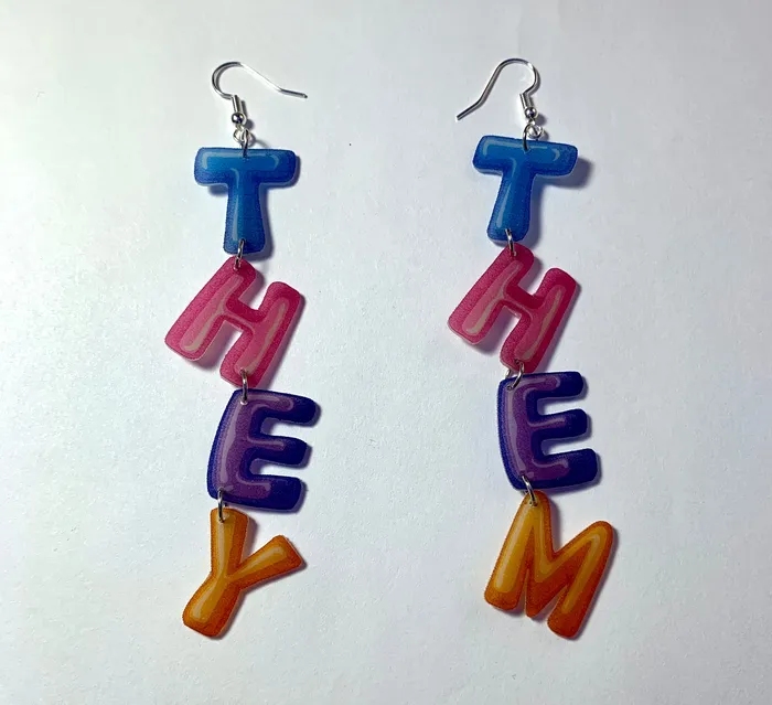 Sam Makes Things Earrings TheyThem Pronoun Handmade Earrings