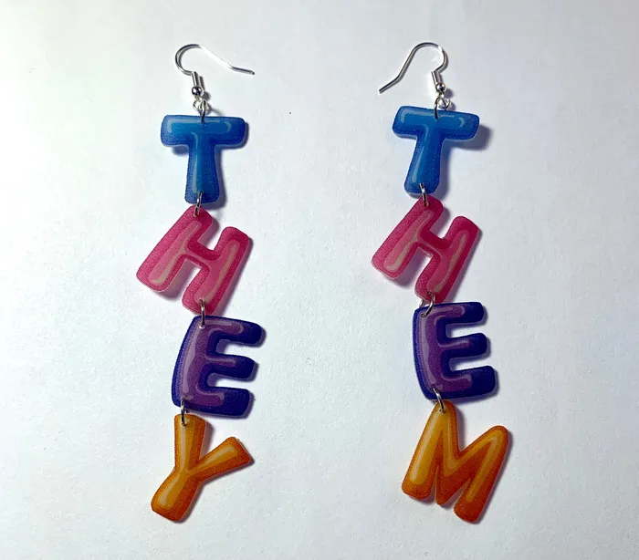 Sam Makes Things Earrings TheyThem Pronoun Handmade Earrings
