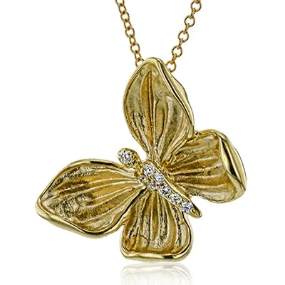 Simon G Necklaces Simon G 18K Yellow Gold Diamond Butterfly Pendant Necklace