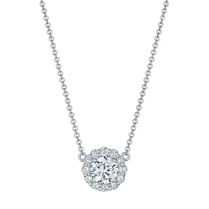 Tacori Necklaces Tacori 14K White Gold Full Bloom Round Diamond Pendant Mount Necklace 7mm Tacori Necklaces Tacori 14K White Gold Full Bloom Round Diamond Pendant Mount Necklace 7mm